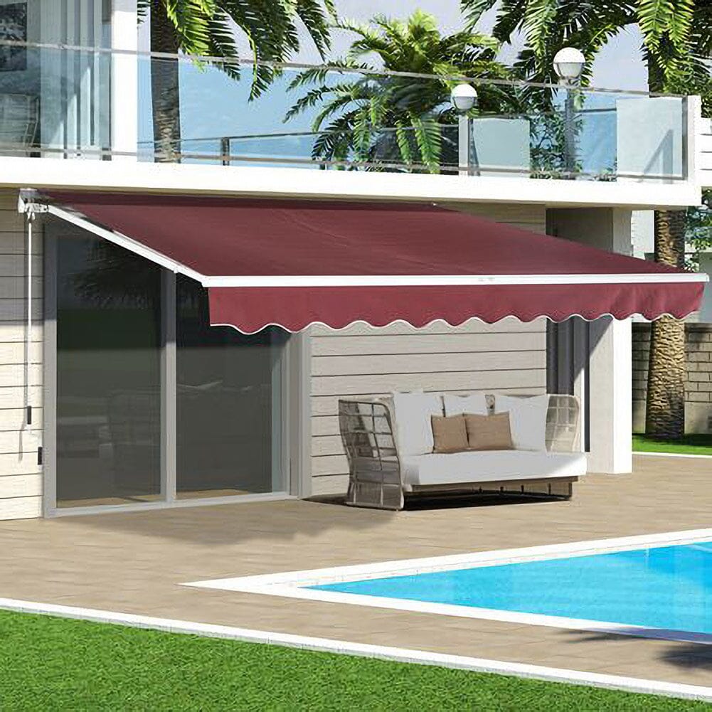 6ft/ 8ft/ 9ft/ 11ft/ 13ft Outdoor Retractable Patio Manual Shelter Awning Canopy for Window and Door - House Comfort