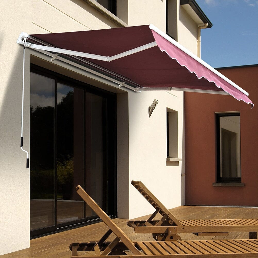 6ft/ 8ft/ 9ft/ 11ft/ 13ft Outdoor Retractable Patio Manual Shelter Awning Canopy for Window and Door - House Comfort