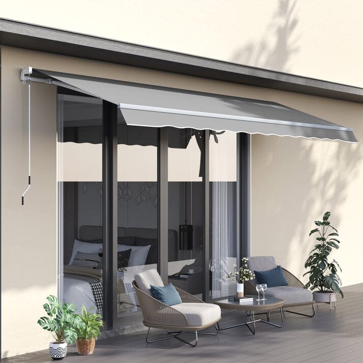 6ft/ 8ft/ 9ft/ 11ft/ 13ft Outdoor Retractable Patio Manual Shelter Awning Canopy for Window and Door - House Comfort