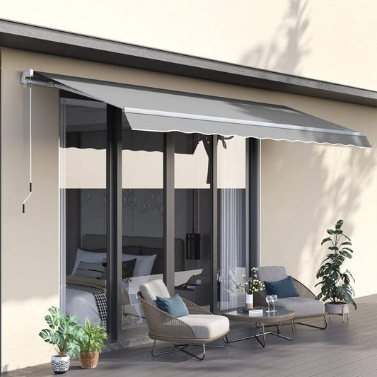 6ft/ 8ft/ 9ft/ 11ft/ 13ft Outdoor Retractable Patio Manual Shelter Awning Canopy for Window and Door - House Comfort
