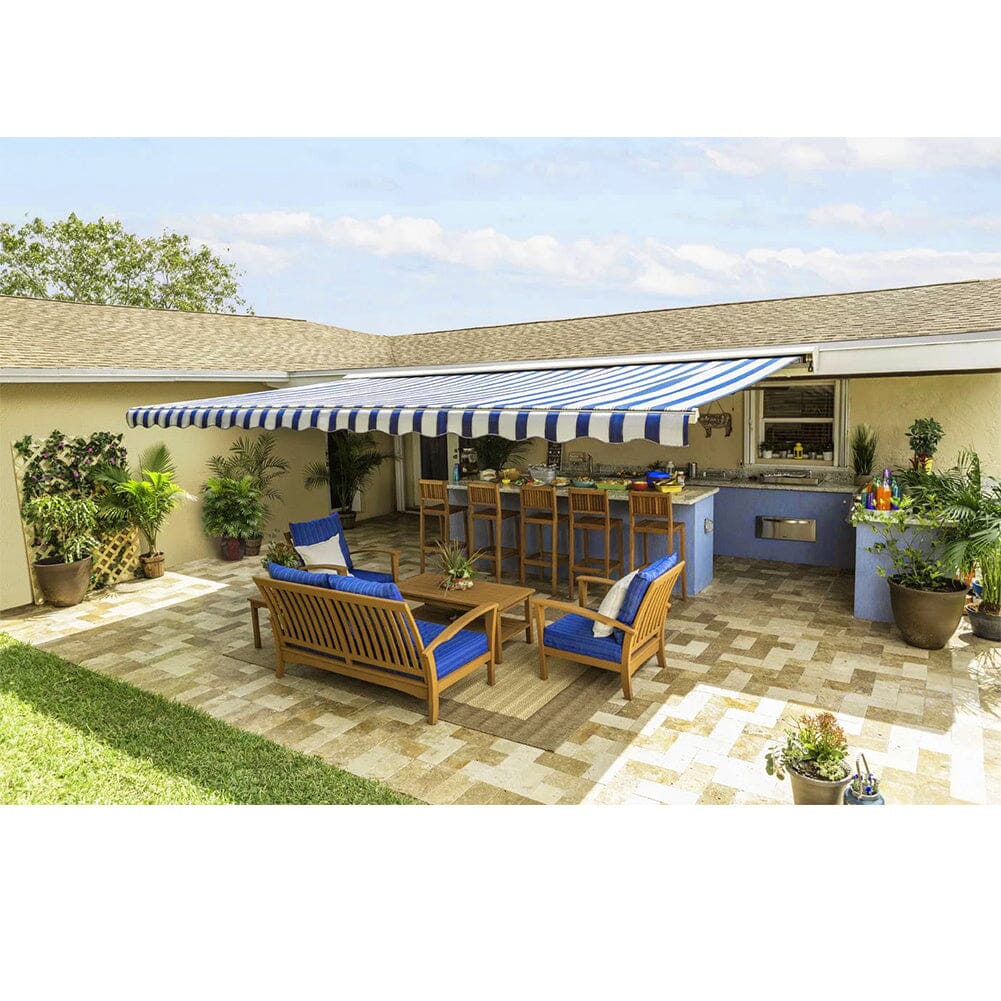 6ft/ 8ft/ 9ft/ 11ft/ 13ft Outdoor Retractable Patio Manual Shelter Awning Canopy for Window and Door - House Comfort