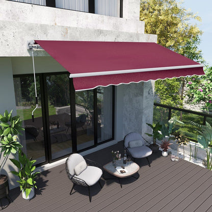 6ft/ 8ft/ 9ft/ 11ft/ 13ft Outdoor Retractable Patio Manual Shelter Awning Canopy for Window and Door - House Comfort