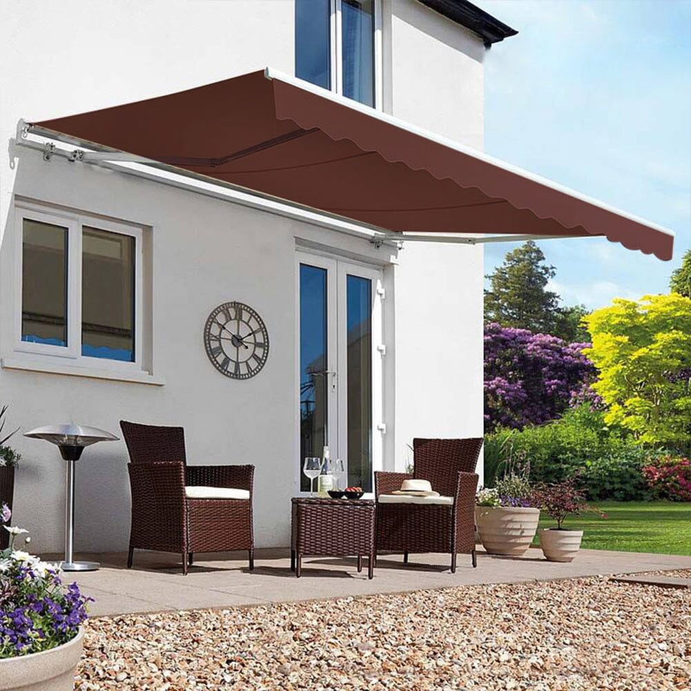 6ft/ 8ft/ 9ft/ 11ft/ 13ft Outdoor Retractable Patio Manual Shelter Awning Canopy for Window and Door - House Comfort