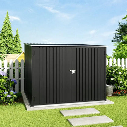 6ft Gardens Plan Galvanized Steel Bicycle Storage Shed Charcoal Black - House Comfort