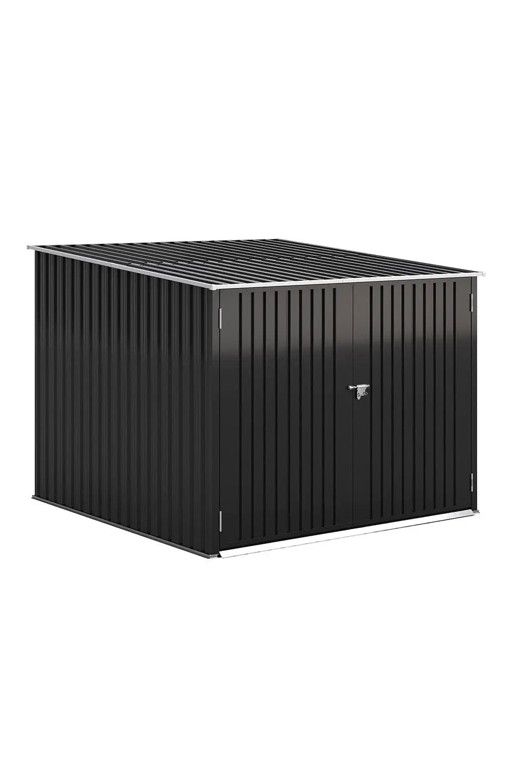6ft Gardens Plan Galvanized Steel Bicycle Storage Shed Charcoal Black - House Comfort