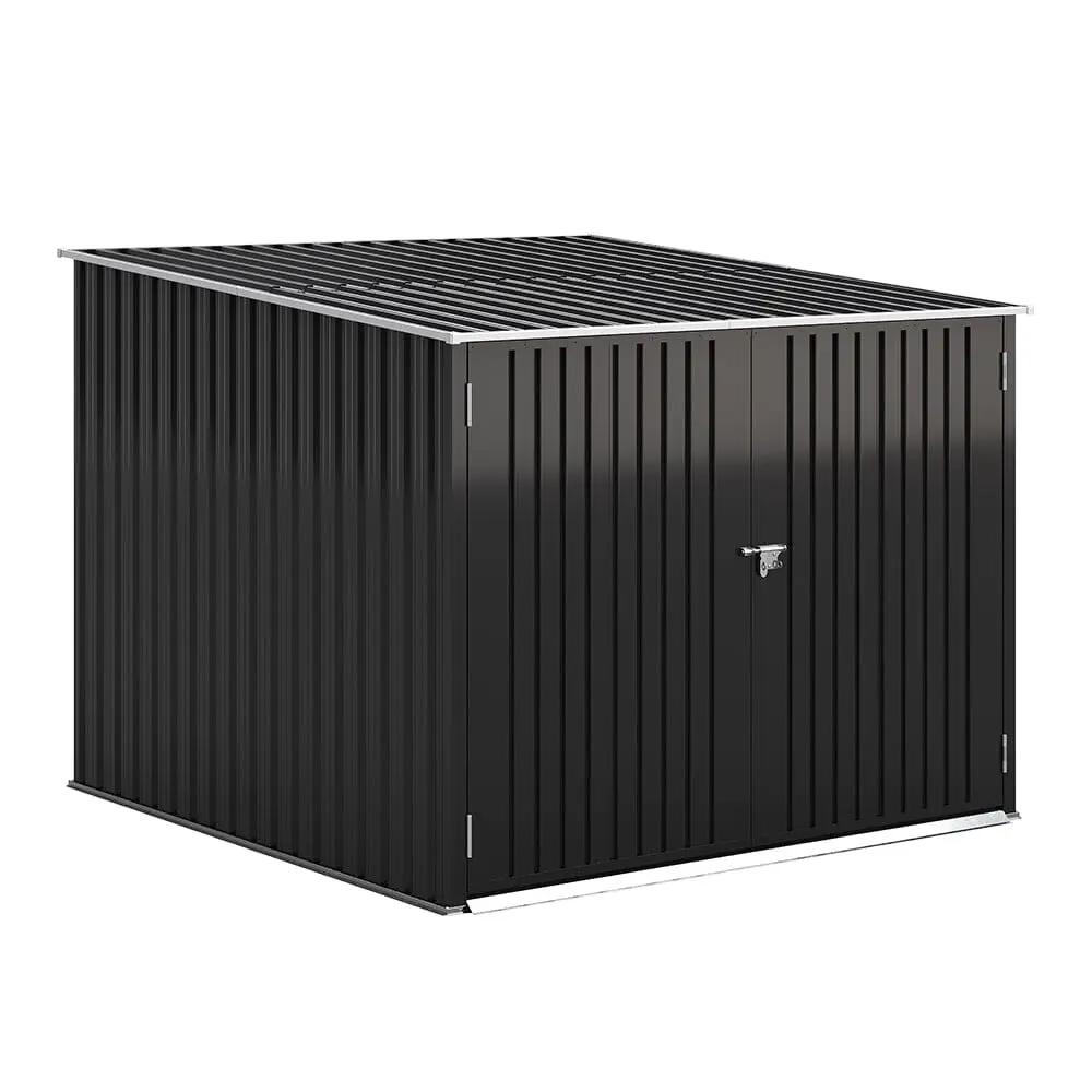 6ft Gardens Plan Galvanized Steel Bicycle Storage Shed Charcoal Black - House Comfort