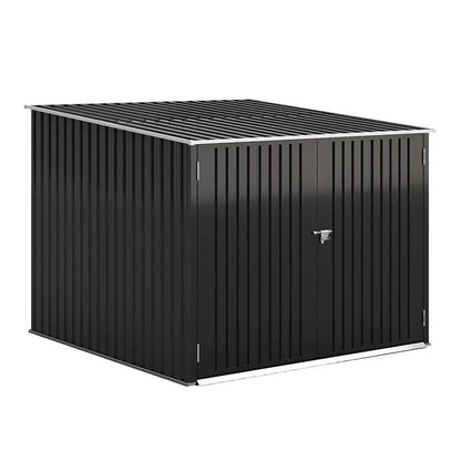 6ft Gardens Plan Galvanized Steel Bicycle Storage Shed Charcoal Black - House Comfort