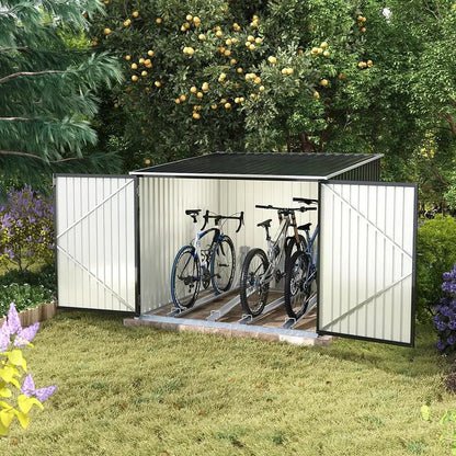 6ft Gardens Plan Galvanized Steel Bicycle Storage Shed Charcoal Black - House Comfort