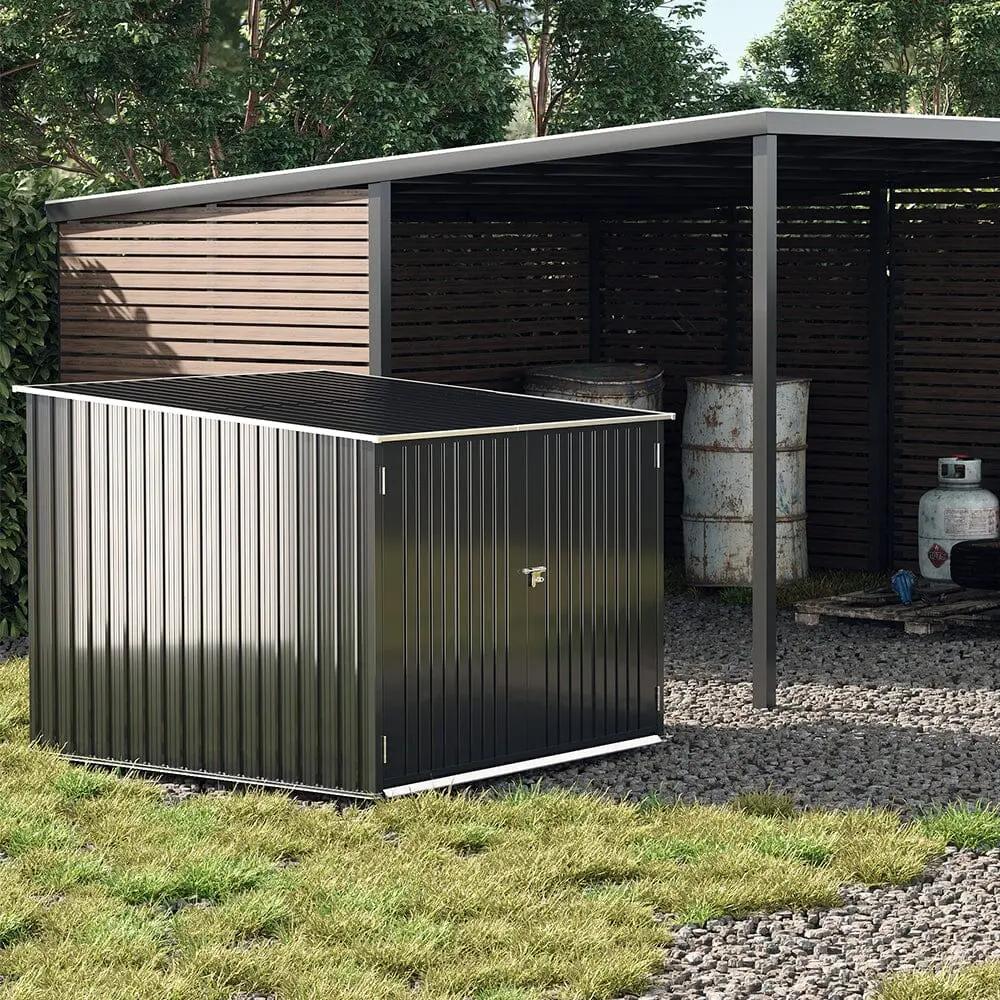 6ft Gardens Plan Galvanized Steel Bicycle Storage Shed Charcoal Black - House Comfort