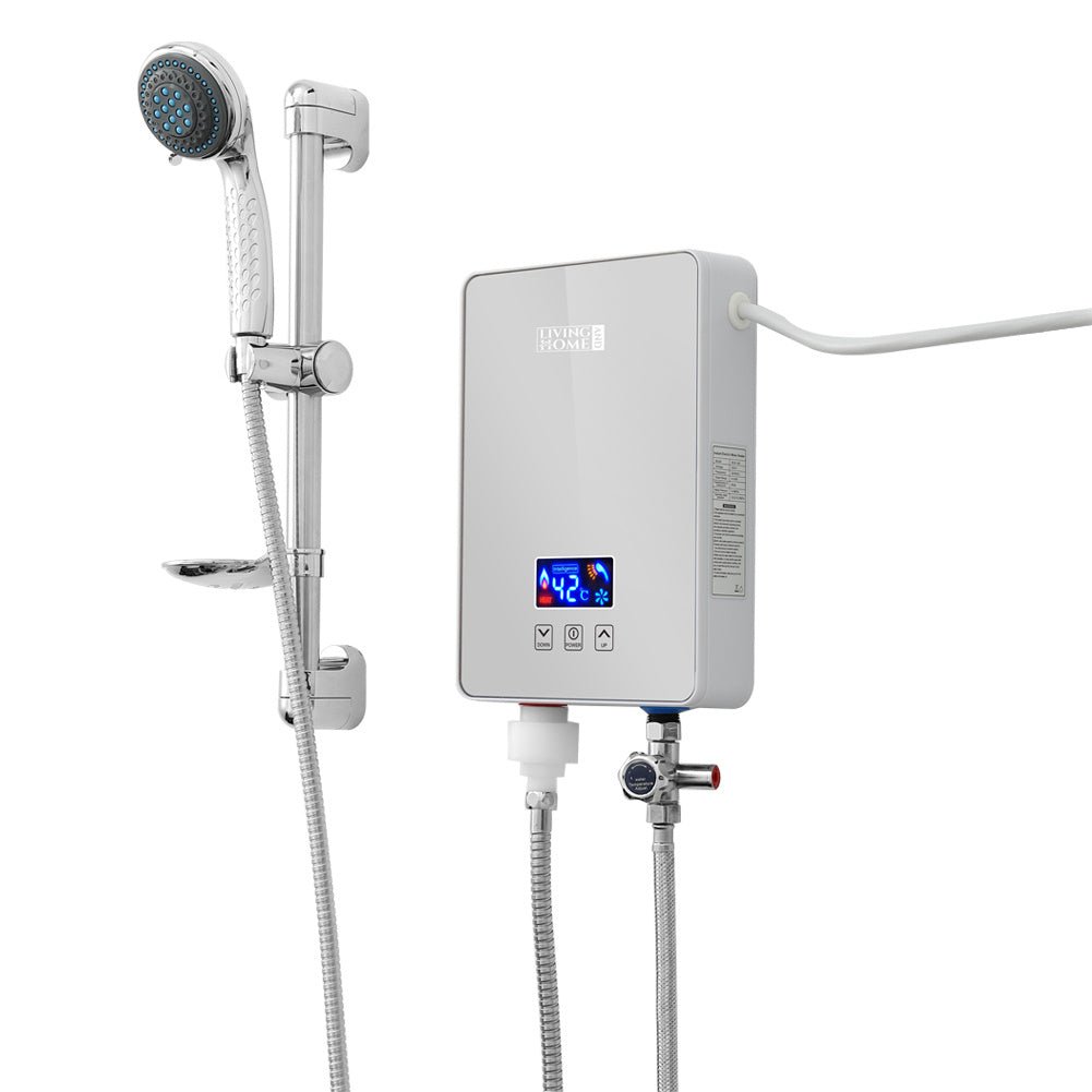 6kW Tankless Electric Water Heater with Shower Head Digital Temperature Display - House Comfort