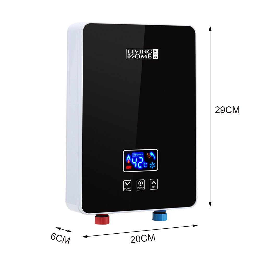 6kW Tankless Electric Water Heater with Shower Head Digital Temperature Display - House Comfort