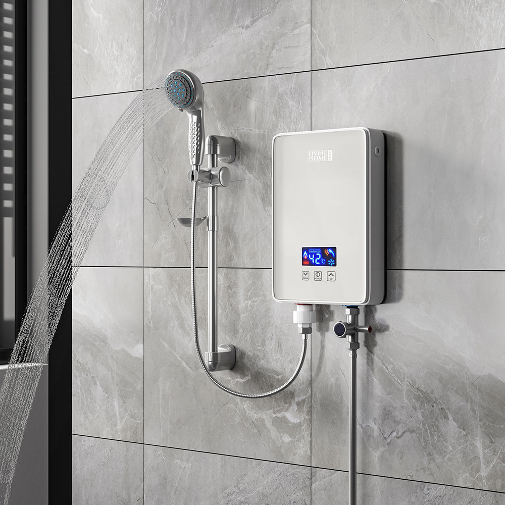 6kW Tankless Electric Water Heater with Shower Head Digital Temperature Display - House Comfort