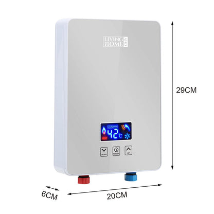 6kW Tankless Electric Water Heater with Shower Head Digital Temperature Display - House Comfort
