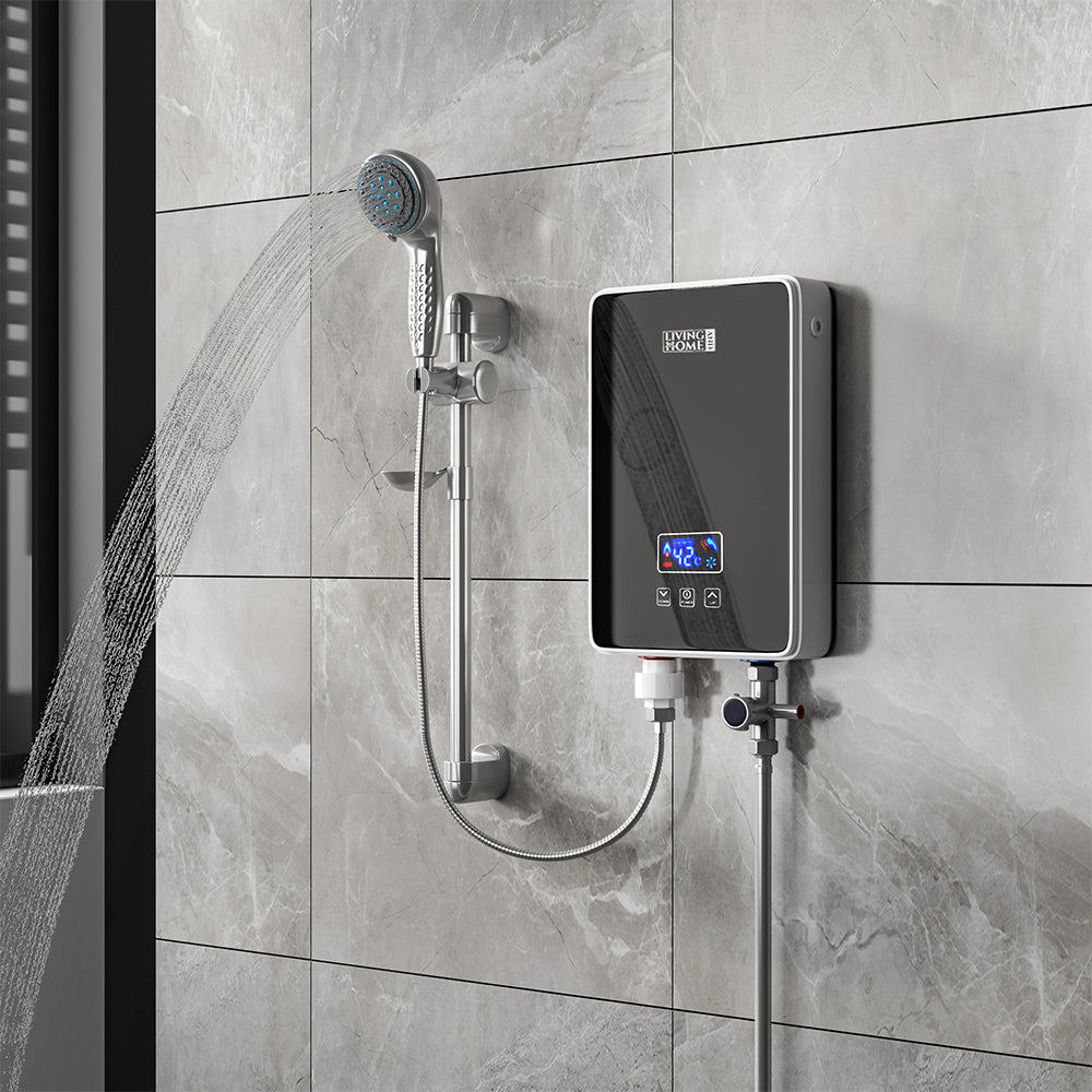 6kW Tankless Electric Water Heater with Shower Head Digital Temperature Display - House Comfort