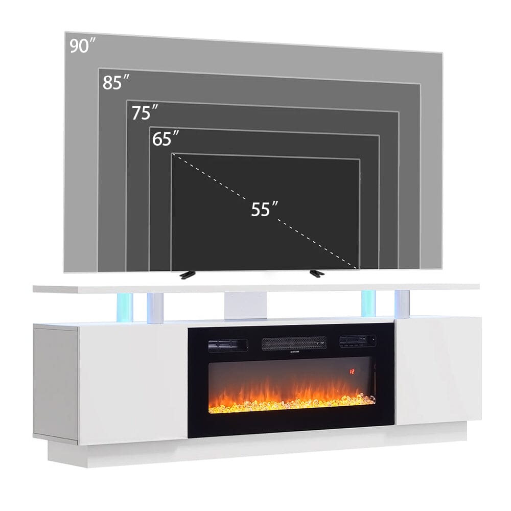 70 inch L Modern LED TV Stand with 12 Colour Electric Fireplace - House Comfort