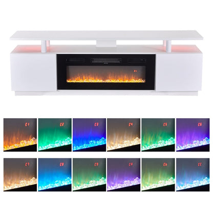 70 inch L Modern LED TV Stand with 12 Colour Electric Fireplace - House Comfort
