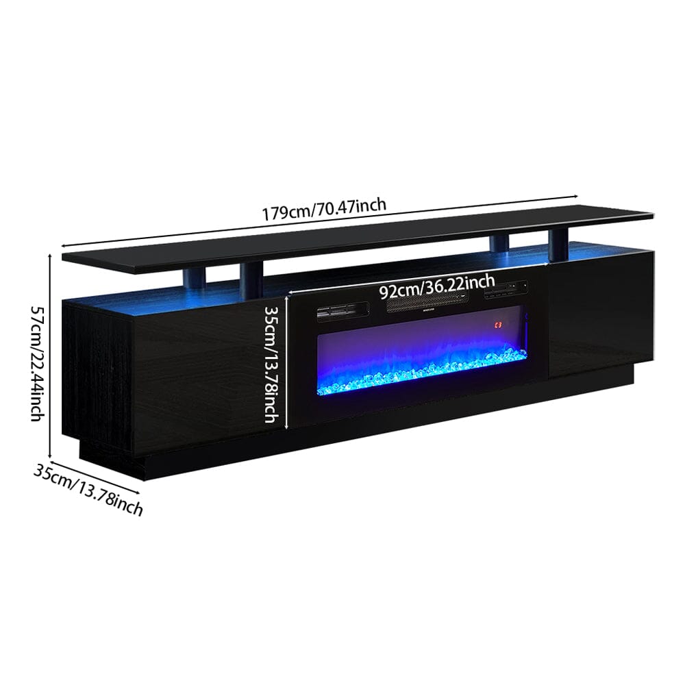 70 inch L Modern LED TV Stand with 12 Colour Electric Fireplace - House Comfort