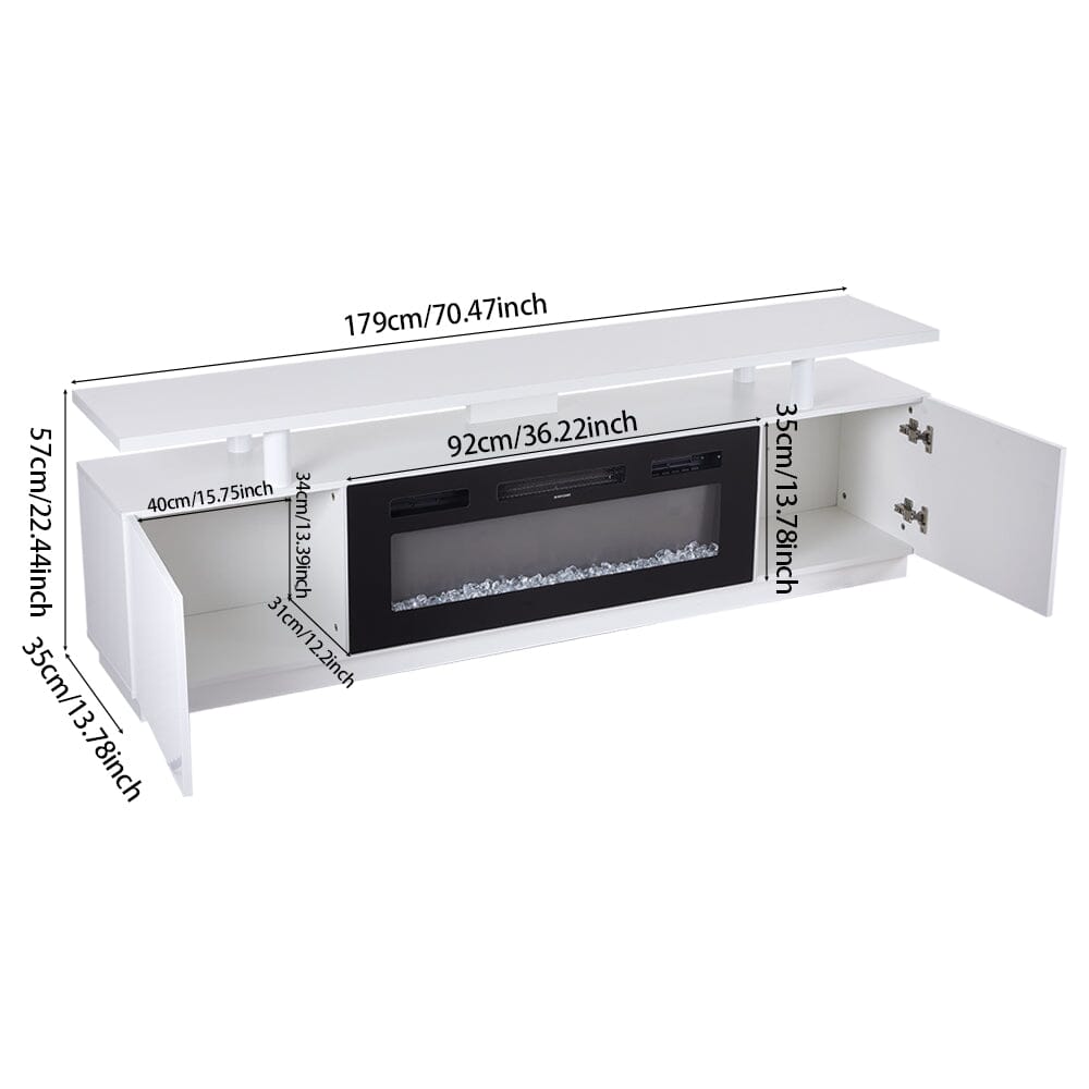 70 inch L Modern LED TV Stand with 12 Colour Electric Fireplace - House Comfort