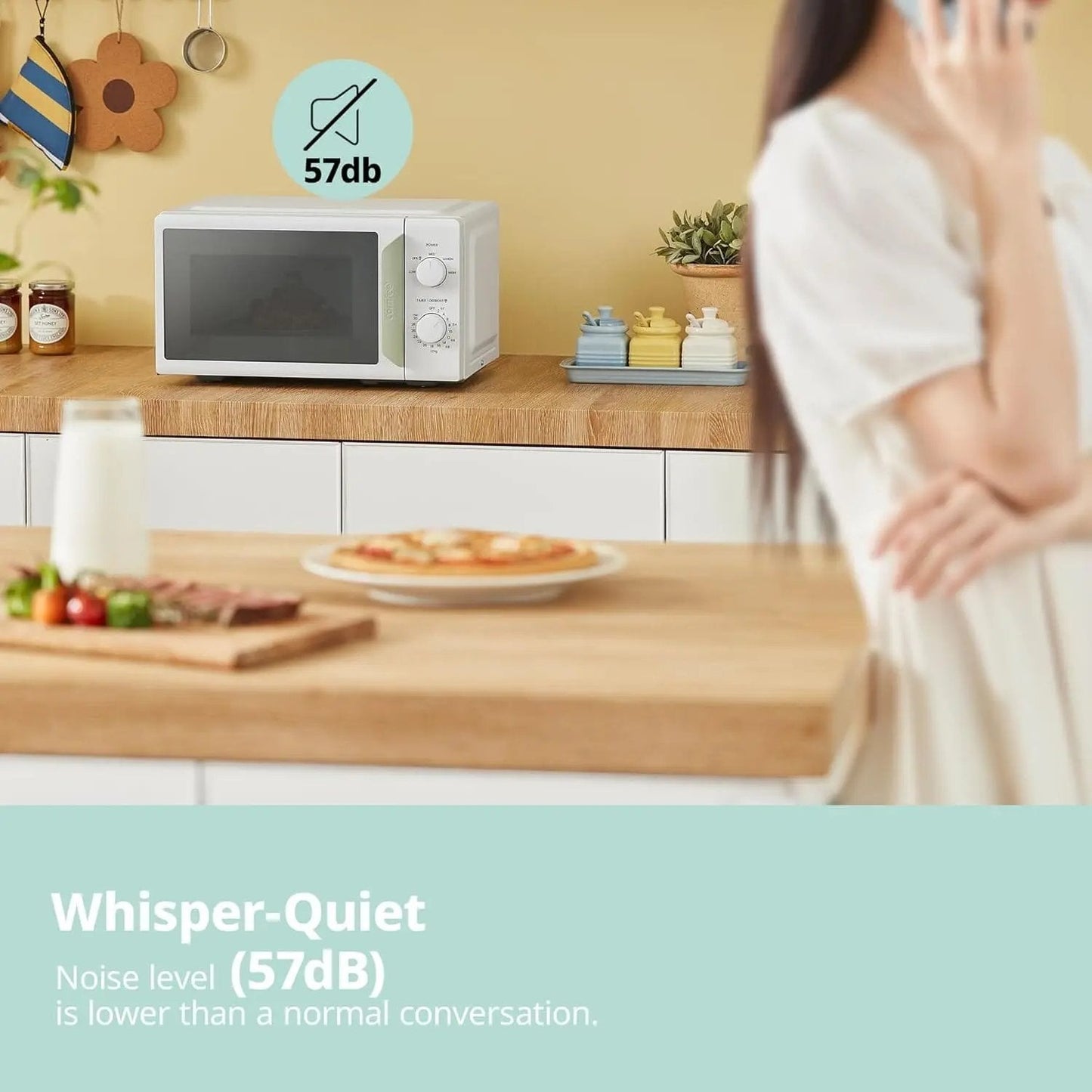 700W White 19L 5 - level Power Kitchen Manual Microwave Oven with Timer - House Comfort