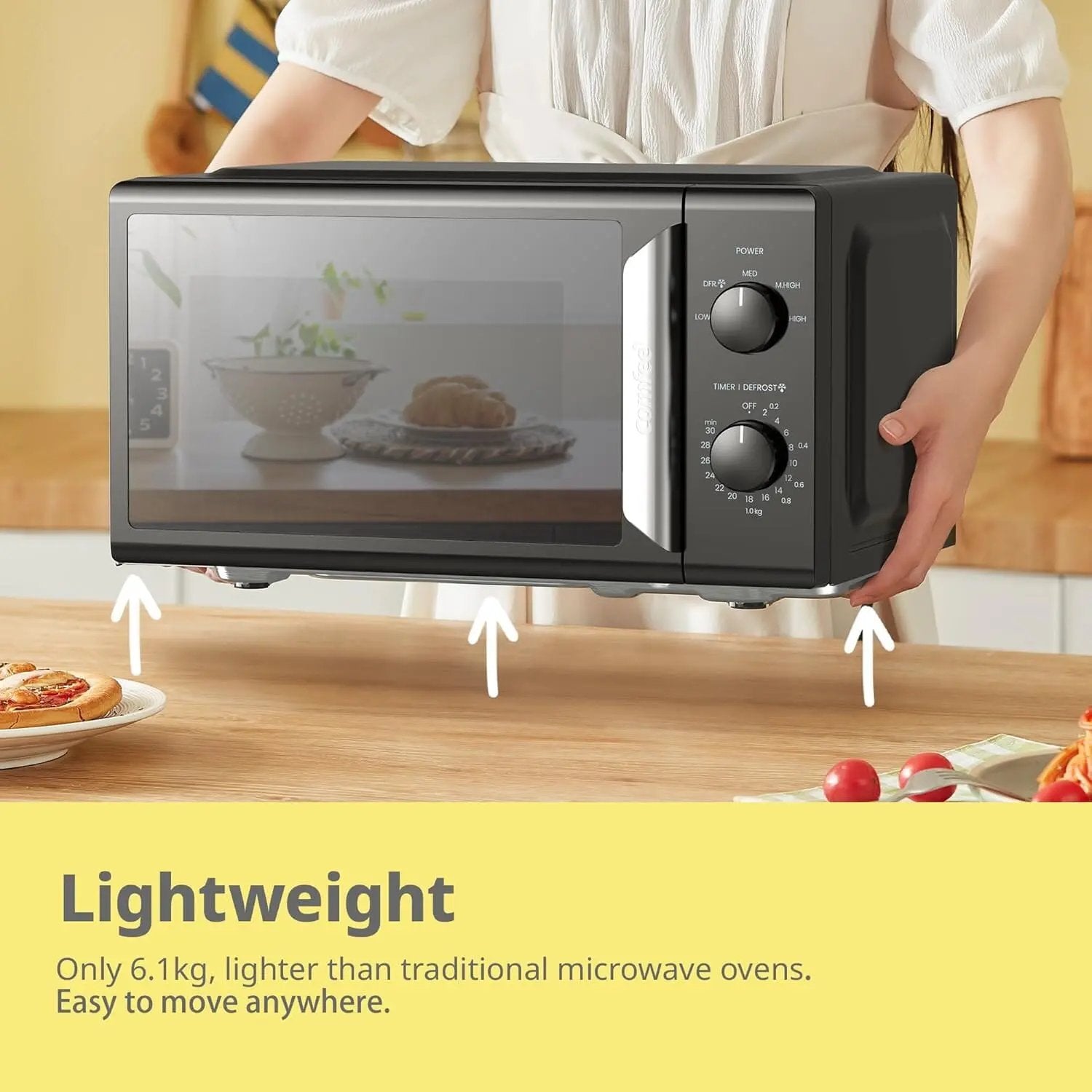 700W White 19L 5 - level Power Kitchen Manual Microwave Oven with Timer - House Comfort