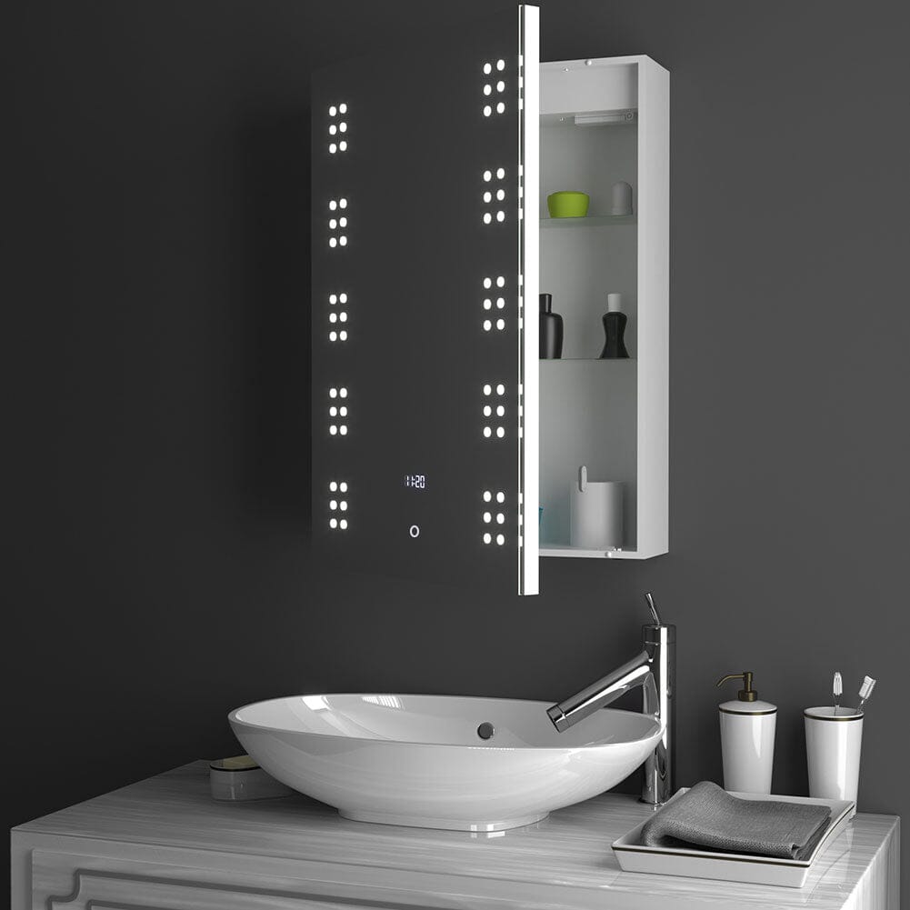 700x500MM LED Illuminated Mirror Cabinet with Shaver Socket&Demister Pad - House Comfort