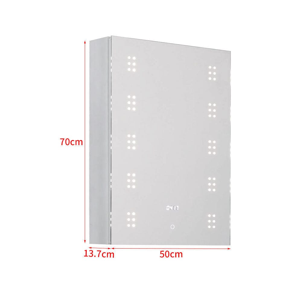 700x500MM LED Illuminated Mirror Cabinet with Shaver Socket&Demister Pad - House Comfort