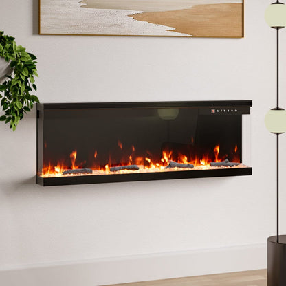 70/80 - Inch 3 - Sided Wall Mounted Electric Fireplace 9 Flame Colours - House Comfort