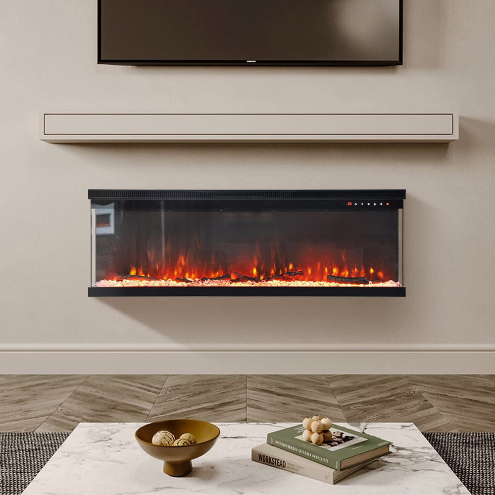 70/80 - Inch 3 - Sided Wall Mounted Electric Fireplace 9 Flame Colours - House Comfort