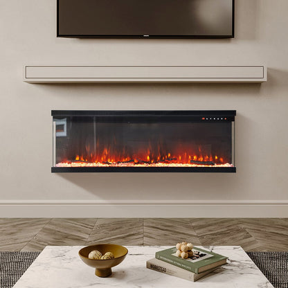 70/80 - Inch 3 - Sided Wall Mounted Electric Fireplace 9 Flame Colours - House Comfort