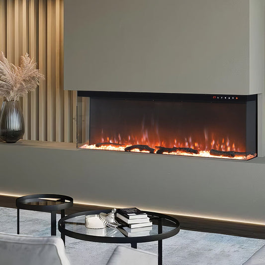 70/80 - Inch 3 - Sided Wall Mounted Electric Fireplace 9 Flame Colours - House Comfort