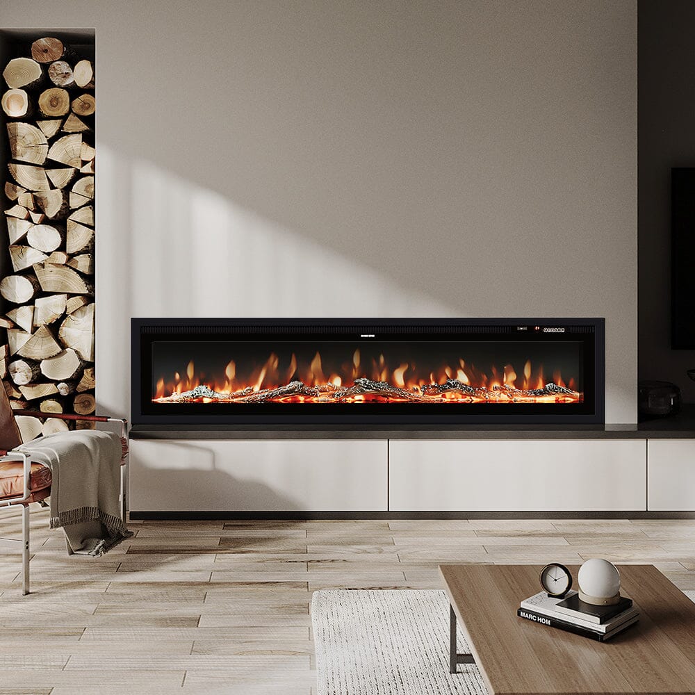 70/80/100 Inch Electric Fireplace with Remote 9 Flame Colours Freestanding Fireplaces - House Comfort