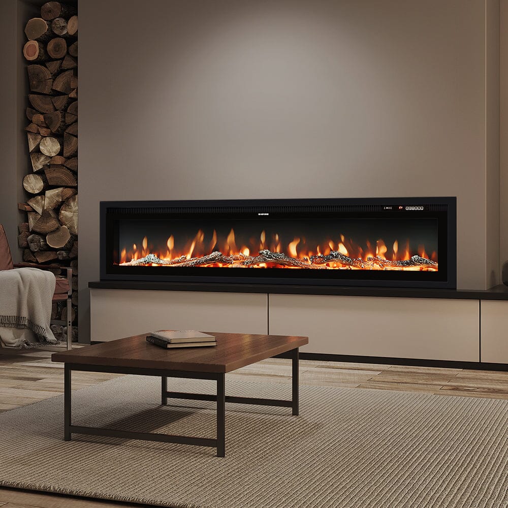 70/80/100 Inch Electric Fireplace with Remote 9 Flame Colours Freestanding Fireplaces - House Comfort