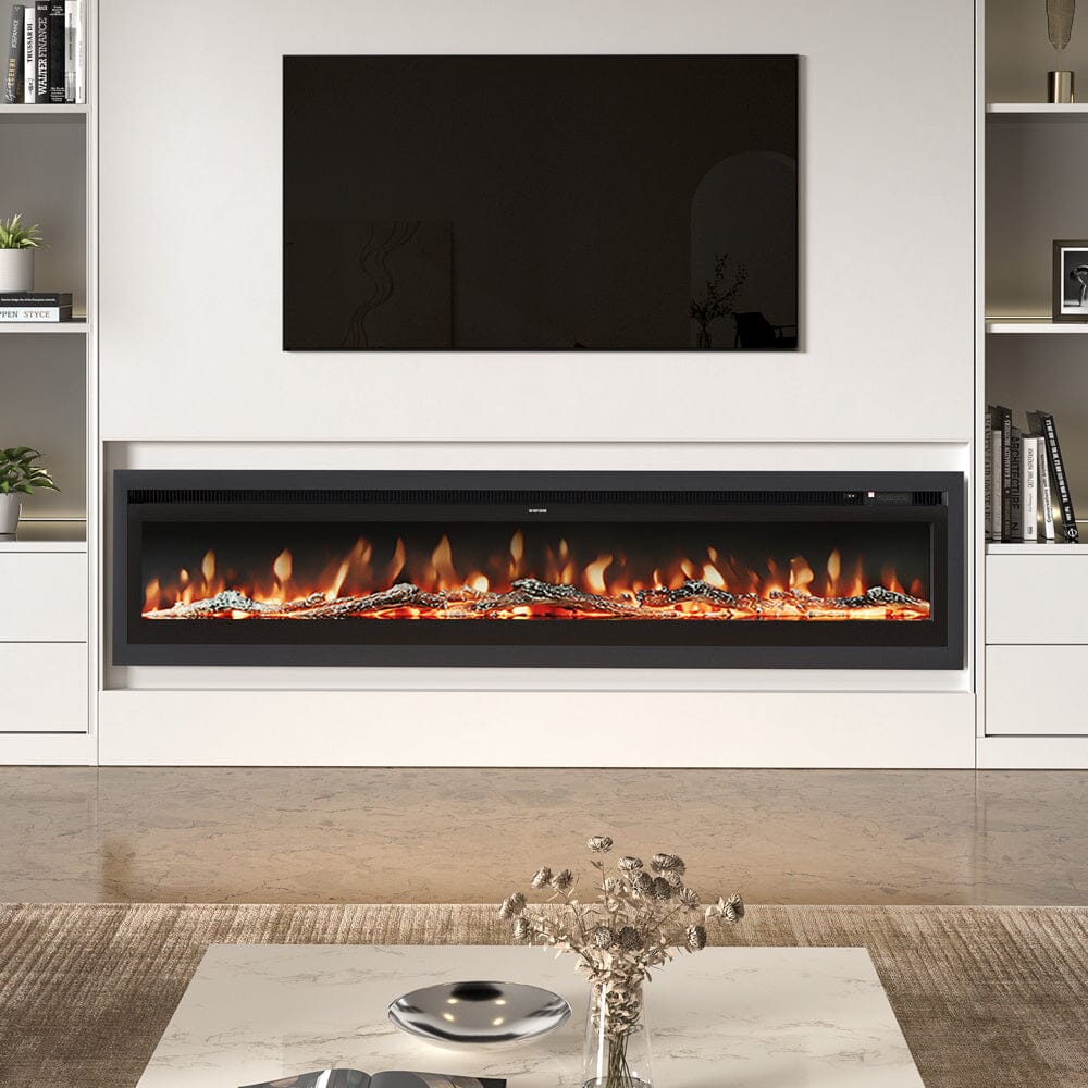 70/80/100 Inch Electric Fireplace with Remote 9 Flame Colours Freestanding Fireplaces - House Comfort
