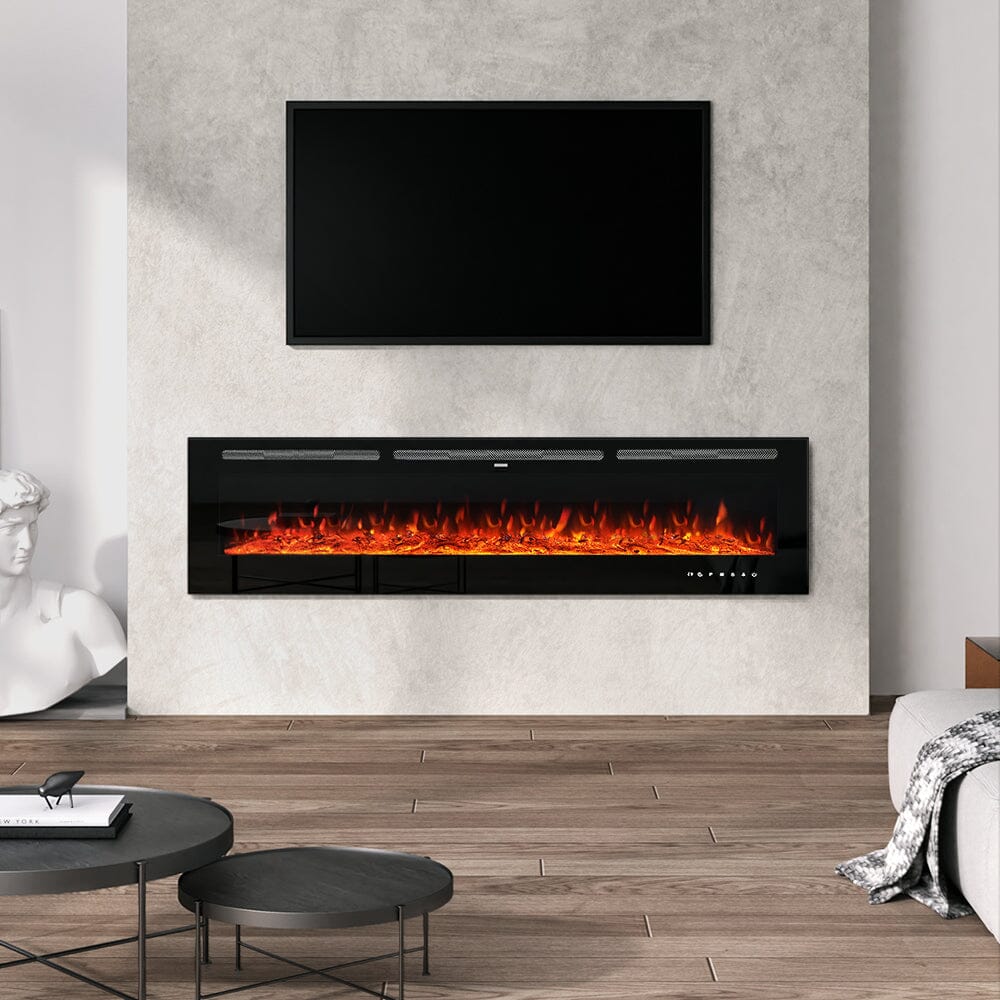 70/80/100 Inch Inset Electric Fireplace Built - In Heater with 9 Flame Colour - House Comfort