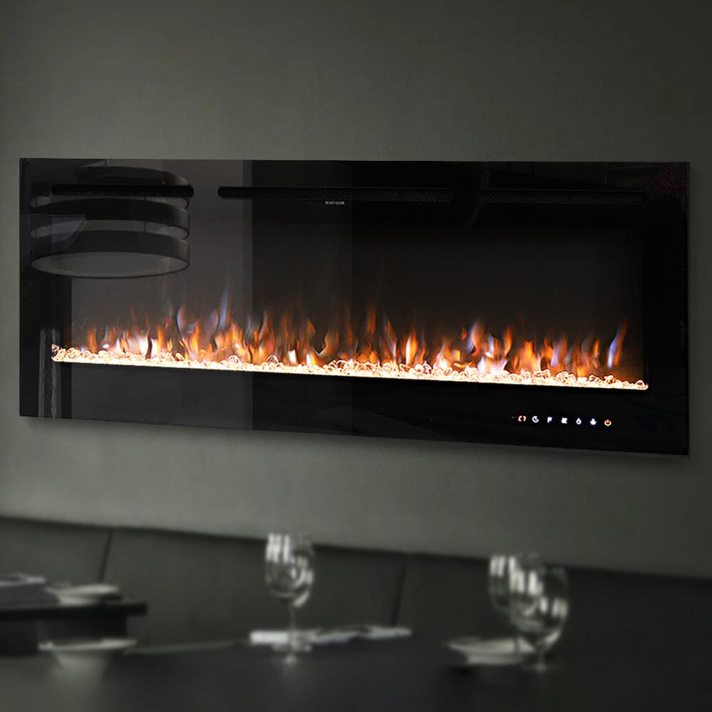 70/80/100 Inch Inset Electric Fireplace Built - In Heater with 9 Flame Colour - House Comfort