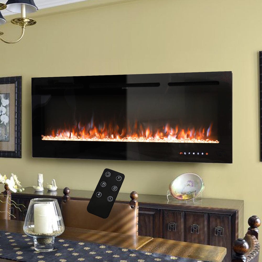 70/80/100 Inch Inset Electric Fireplace Built - In Heater with 9 Flame Colour - House Comfort