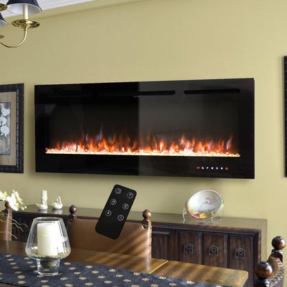 70/80/100 Inch Inset Electric Fireplace Built - In Heater with 9 Flame Colour - House Comfort