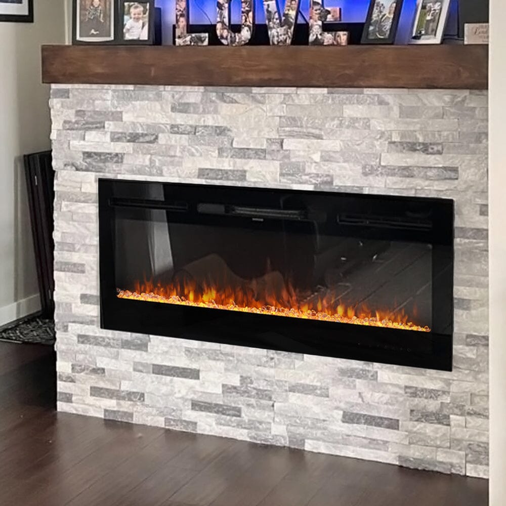 70/80/100 Inch Inset Electric Fireplace Built - In Heater with 9 Flame Colour - House Comfort