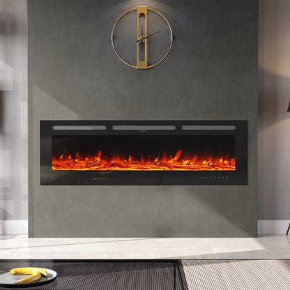 70/80/100 Inch Inset Electric Fireplace Built - In Heater with 9 Flame Colour - House Comfort