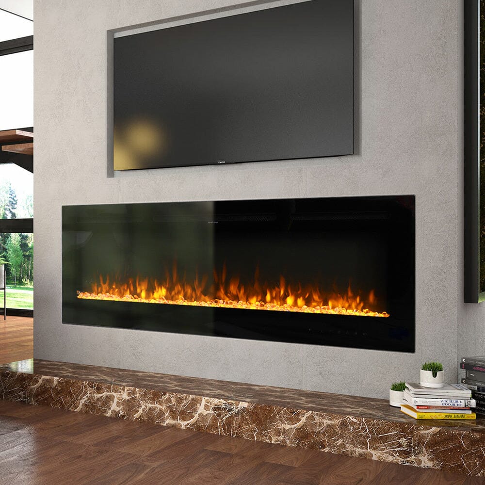 70/80/100 Inch Inset Electric Fireplace Built - In Heater with 9 Flame Colour - House Comfort