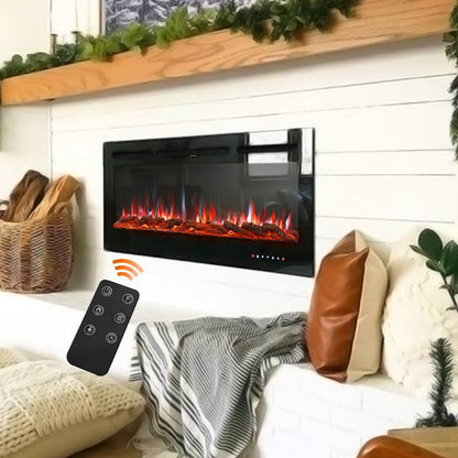 70/80/100 Inch Inset Electric Fireplace Built - In Heater with 9 Flame Colour - House Comfort