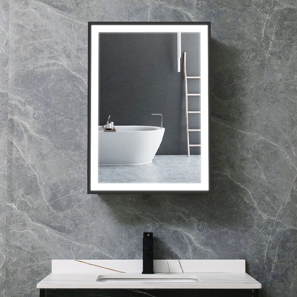 70cm Height LED Light Mirror Cabinet Single Door with Demister Film IP44 Frame - House Comfort