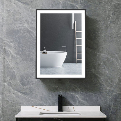 70cm Height LED Light Mirror Cabinet Single Door with Demister Film IP44 Frame - House Comfort