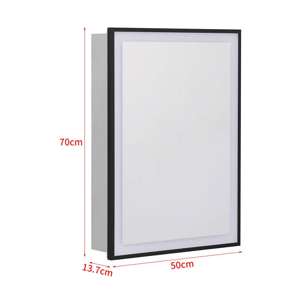 70cm Height LED Light Mirror Cabinet Single Door with Demister Film IP44 Frame - House Comfort