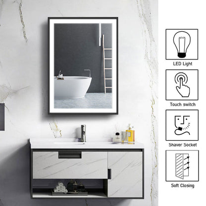 70cm Height LED Light Mirror Cabinet Single Door with Demister Film IP44 Frame - House Comfort
