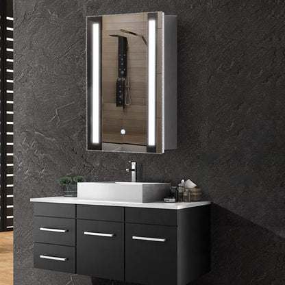 70cm Height Modern LED Illuminated Bathroom Mirror Cabinet with Socket - House Comfort