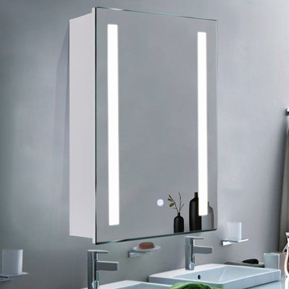 70cm Height Modern LED Illuminated Bathroom Mirror Cabinet with Socket - House Comfort