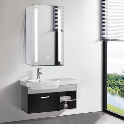 70cm Height Modern LED Illuminated Bathroom Mirror Cabinet with Socket - House Comfort