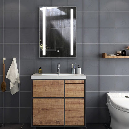 70cm Height Modern LED Illuminated Bathroom Mirror Cabinet with Socket - House Comfort
