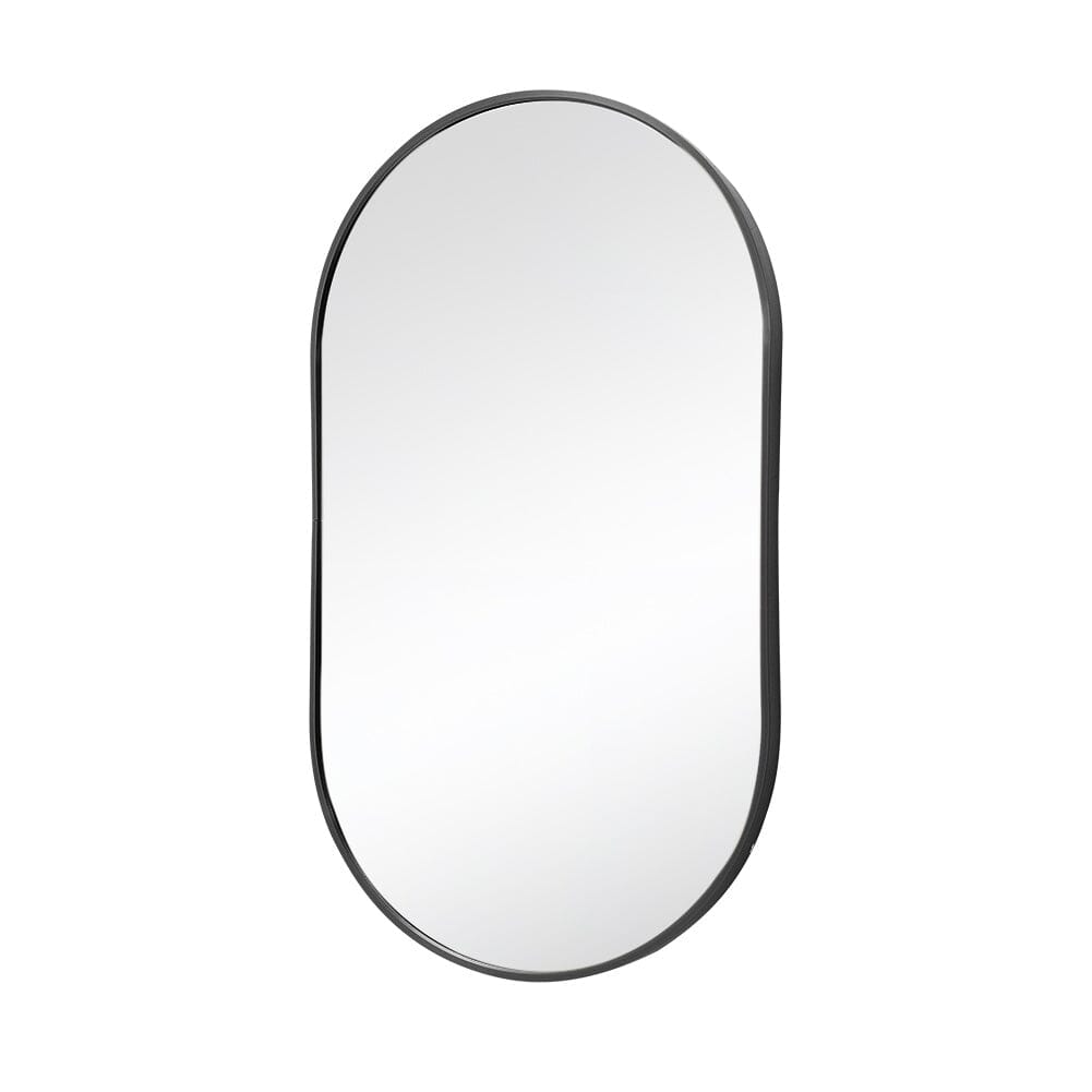 70cm Height Modern Oval Metal Bathroom Wall Mirror Black - House Comfort